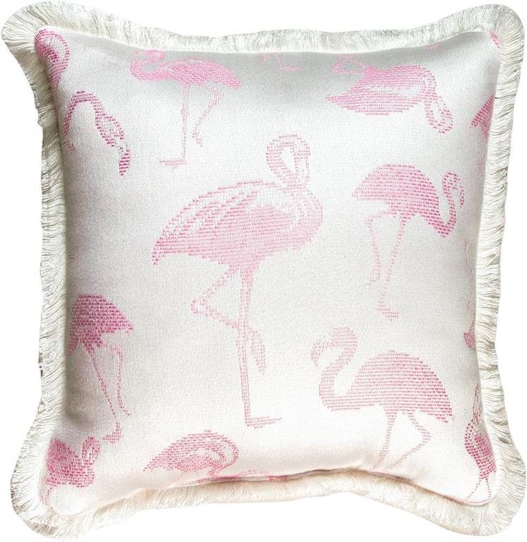 Pink Flamingo Toss Damask Indoor Pillow