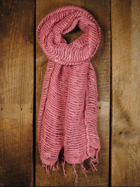 Thai Handwoven Cotton Open Weave Scarf - Blush - 
