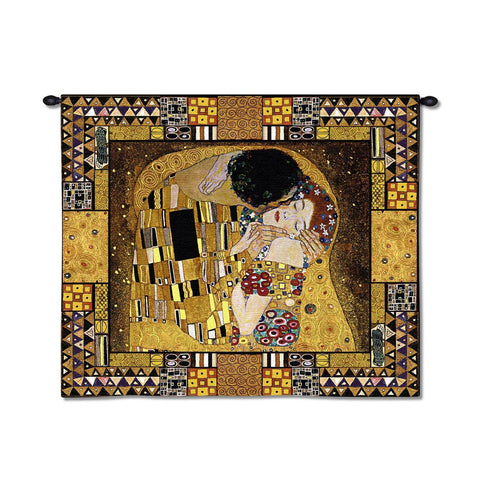 Gustav Klimt© The Kiss Captured Wall Tapestry w/Gold Lurex