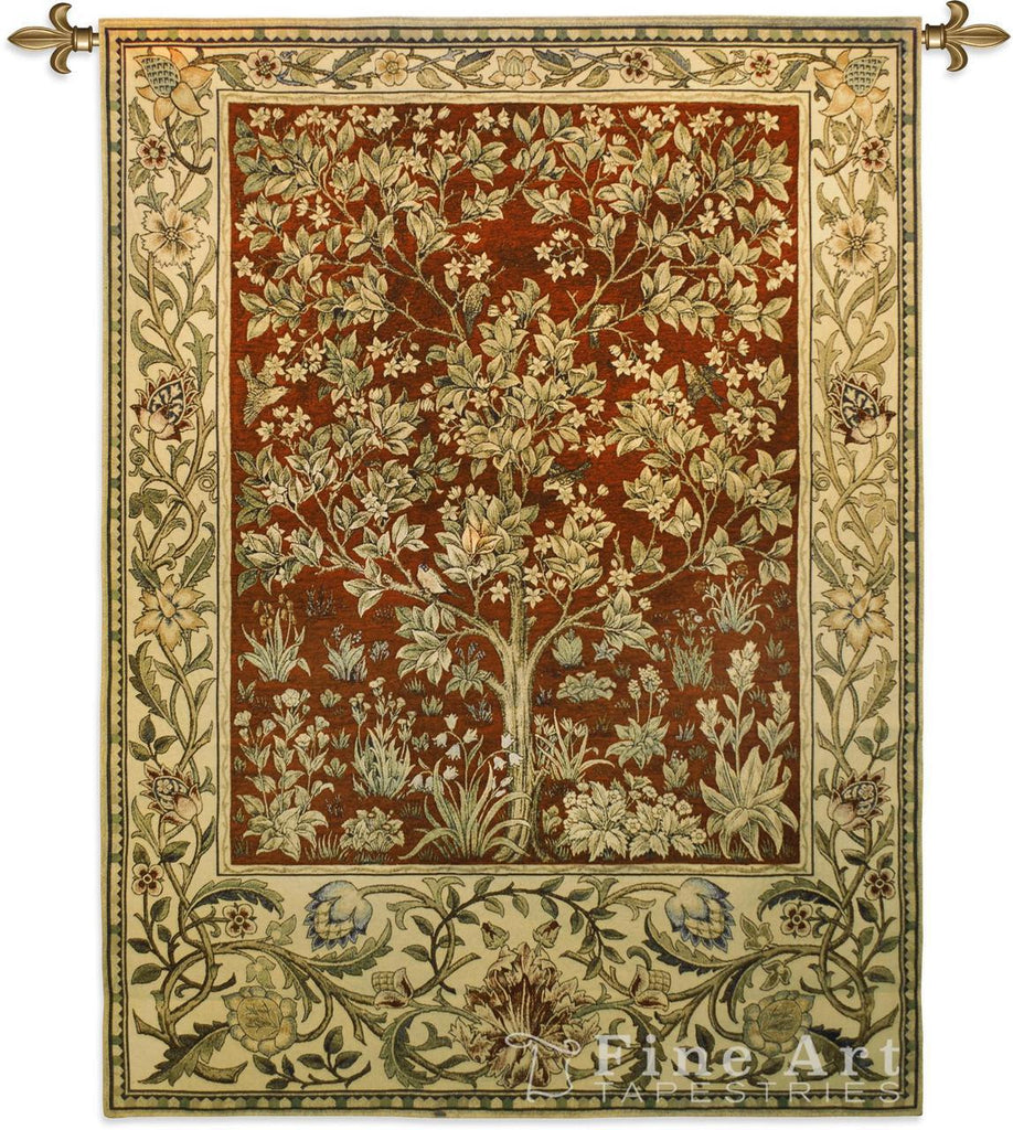 Willilam Morris© Tree of Life Ruby Wall Tapestry|2 Sizes – Woven