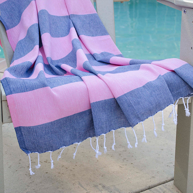 Chatput’s Turkish Cotton Towel - Pink Navy