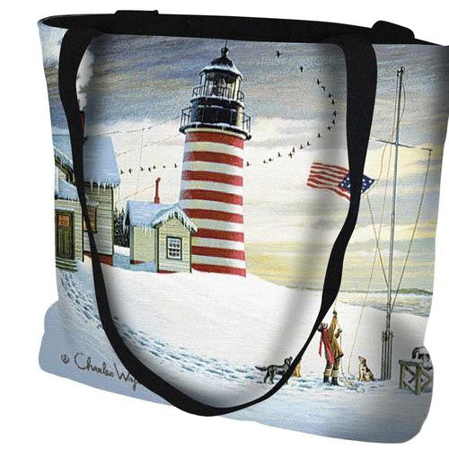 West Quoddy Lighthouse Tapestry Tote by Charles Wysocki©