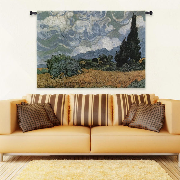 Van Goght&copy; Wheat Fields With Crypress Wall Tapestry - 
 - 1