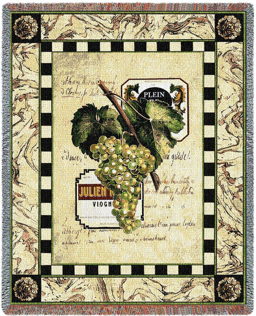 White Grapes and Label Woven Throw Blanket