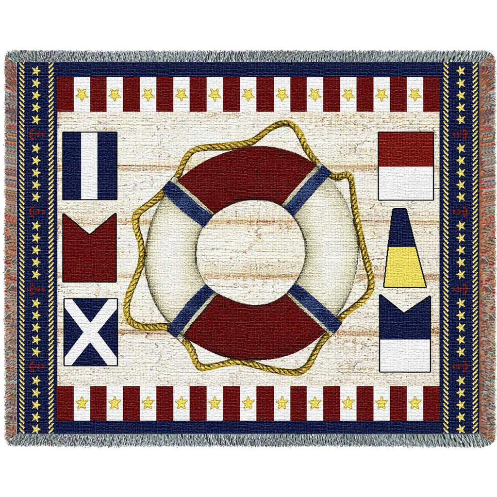 Stars and Stripes Nautical Woven Cotton Throw Blanket