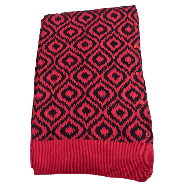 Bamboo Garnet and Black Ikat Scarf-Shawl-Cardigan 3 in 1 by Papillon - 
 - 2