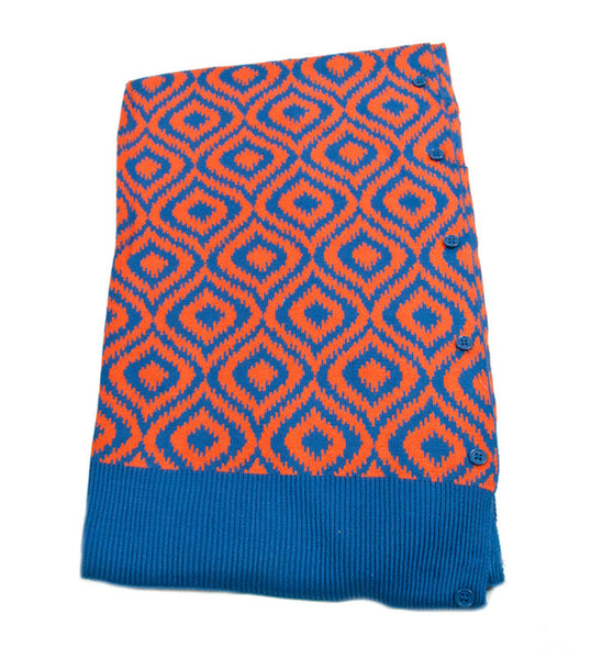Bamboo Blue and Orange Ikat Scarf-Shawl-Cardigan 3 in 1 by Papillon - 
 - 2