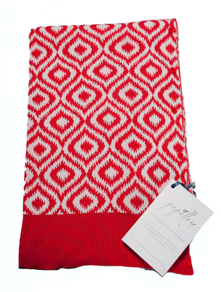 Bamboo Red and White Ikat Scarf-Shawl-Cardigan 3 in 1 by Papillon - 
 - 2