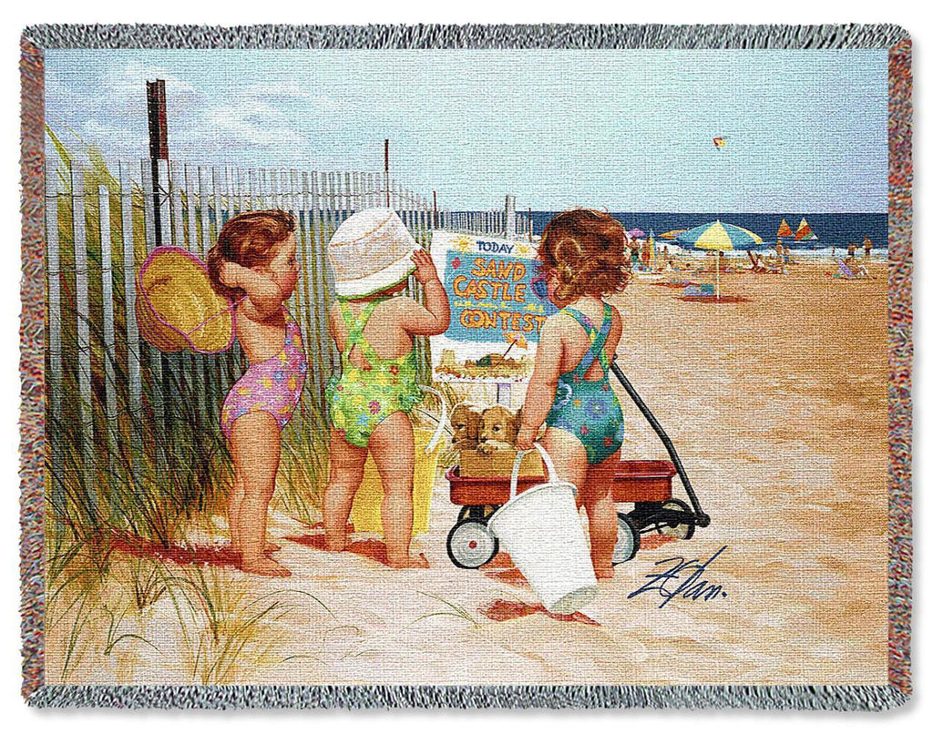 Beach Babies Woven Blanket by Donald Zolan©
