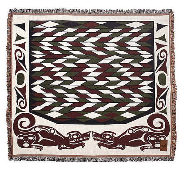 Debra Sparrow© Takaya (Wolf) NW Native Art Tapestry Cotton Throw Blank ...