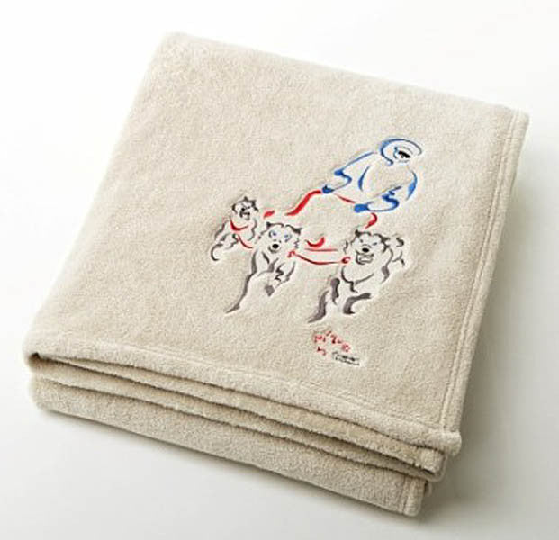 Graham Howard© "Dog Sled" Velura™ Throw Blanket - Beige