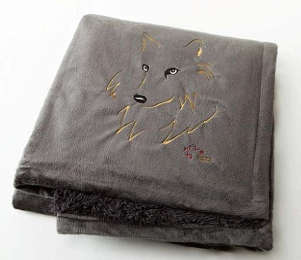 Graham Howard© "Wolf" Embroidered Alpaca Throw - Charcoal Grey