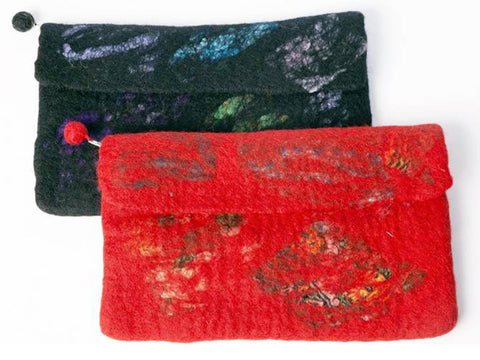 Nuno Felted Wool Silk Collage Clutch One-Of-A-Kind