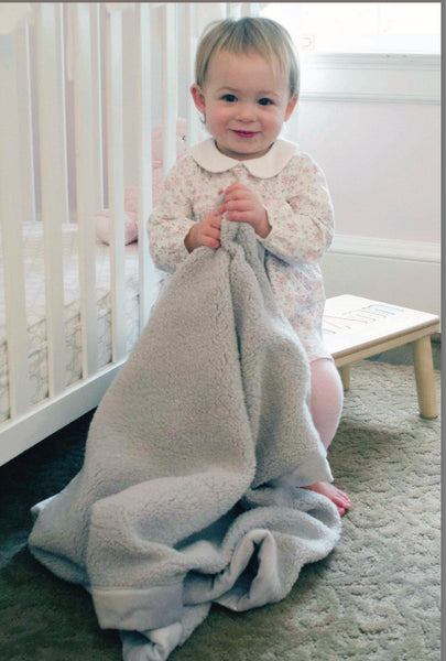Satin Trimmed Plush Fleece Reverse Velour Baby Blankets|2Colors