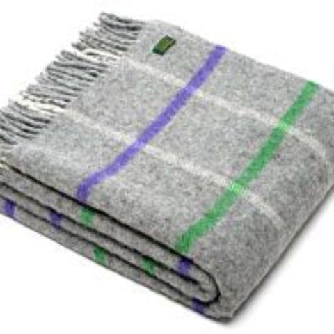 Tweedmill British Made 100% Wool Blanket - Windowpane Purple/Green - Wales