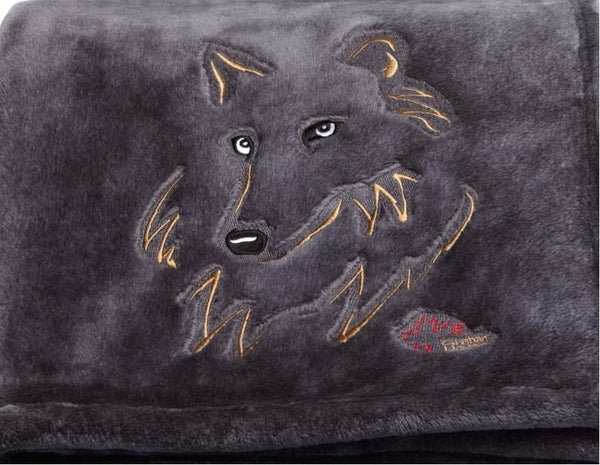 Graham Howard “Wolf” Plushera™ Throw Blanket- Gray
