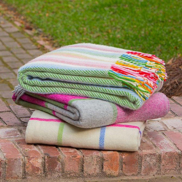 Tweedmill 100% New Wool British made Blankets - Rainbow Stripe Gray - Wales