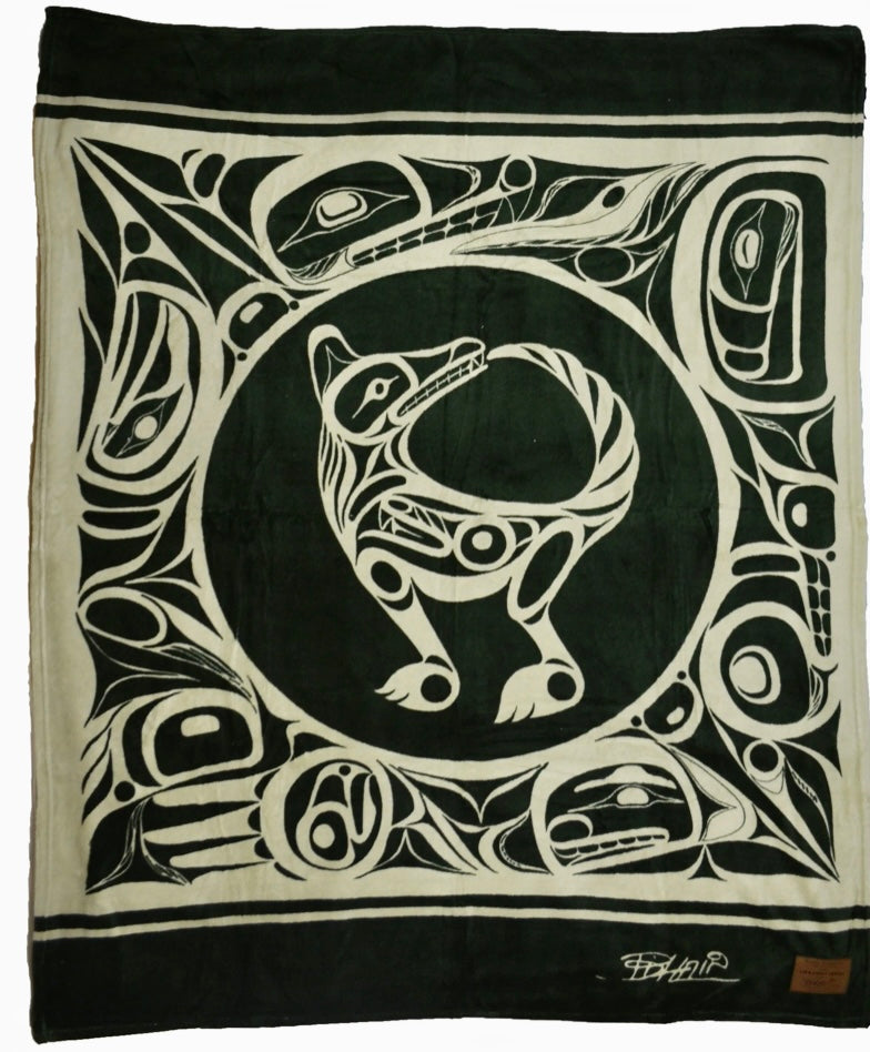 Bill Helin© "The Wolf" Velura Throw Blanket - Tsimshian