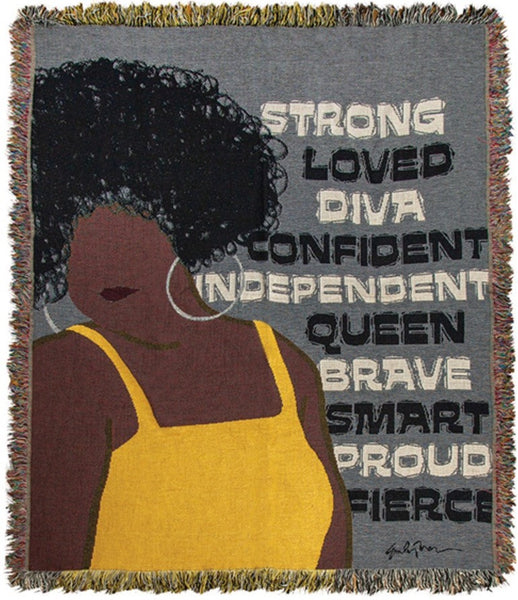 Strong Loved Diva Woven Throw Blanket by Emily Navas©