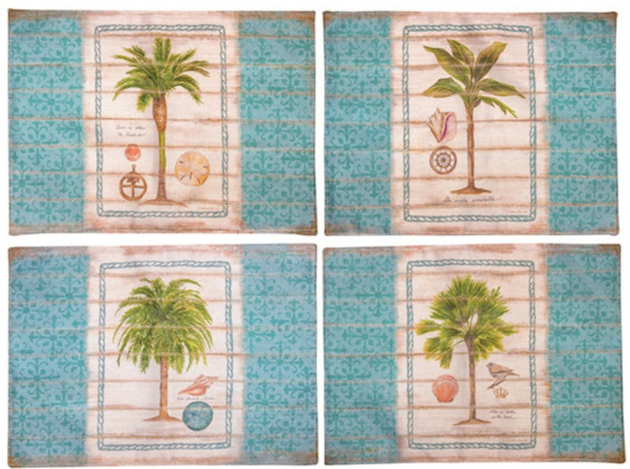 Palm Tree Blues Placemats by Colleen Sarah©|Set of 4