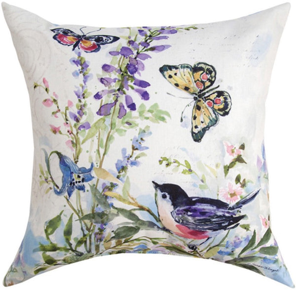 Watercolor Birds Indoor/Outdoor Reversible Pillow by Susan Winget©