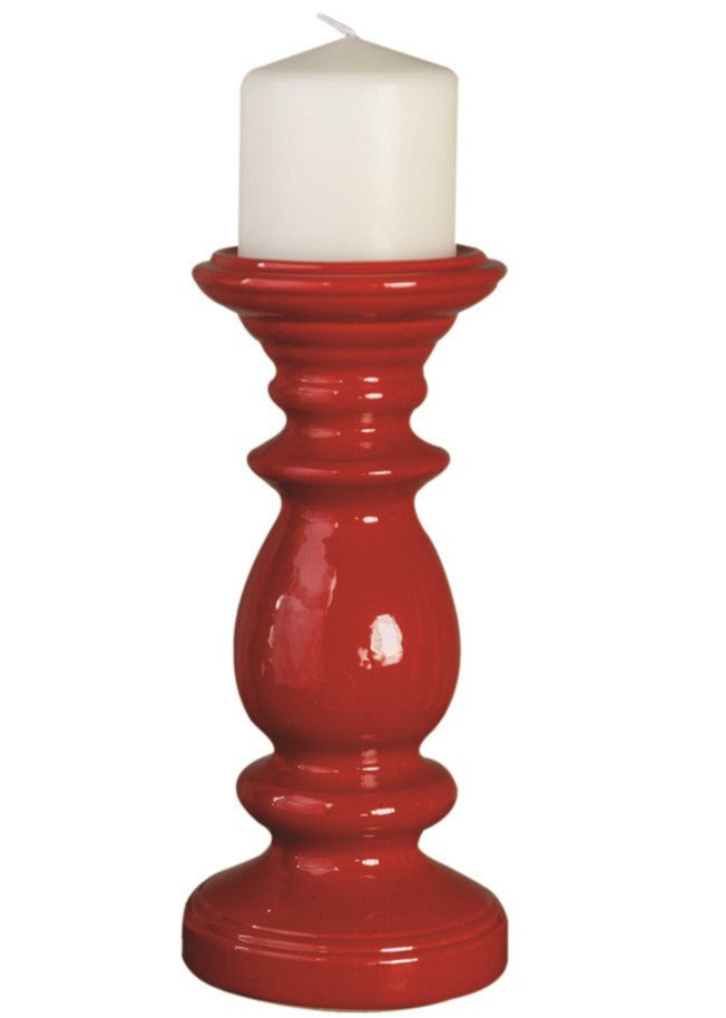 Camden Red Ceramic Candle Holders|Set of 2 Large