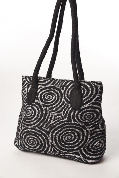 Black Nuno Felted Wool-Sari Silk "Shawl-Stole"|One-of-a-Kind Wearable Art