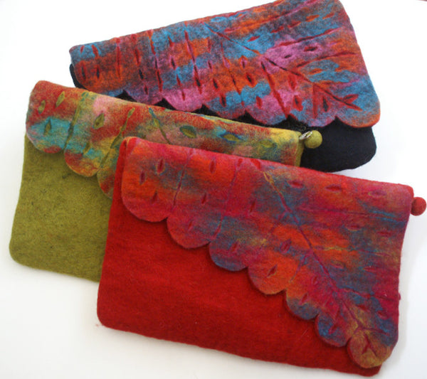 Nuno Felted Wool Leaf Clutch Bag One-Of-A-Kind Handmade - 
 - 3
