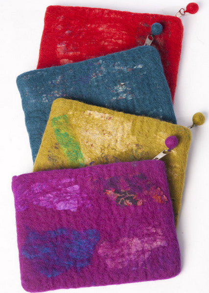 Nuno Felted Wool Sari Collage Accessory Purses One-Of-A-Kind Handmade - 
 - 1