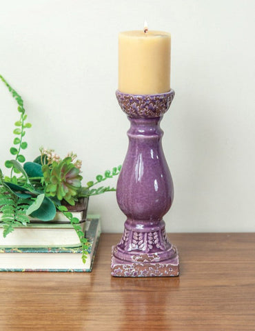 Purple Ceramic Candle Holders|Set of 2 Small