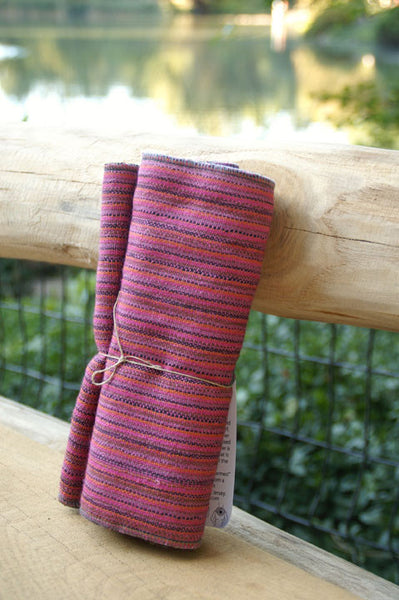 Raspberry Striped Upcycled Neckwarmer - One-of-a-Kind - 
 - 2