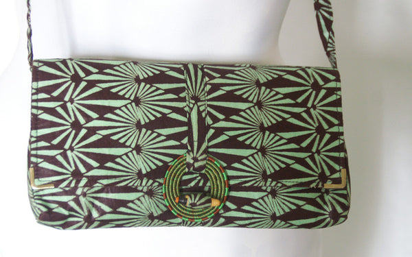 Rwandan Batik Clutch w/Shoulder Strap - Coco Fern