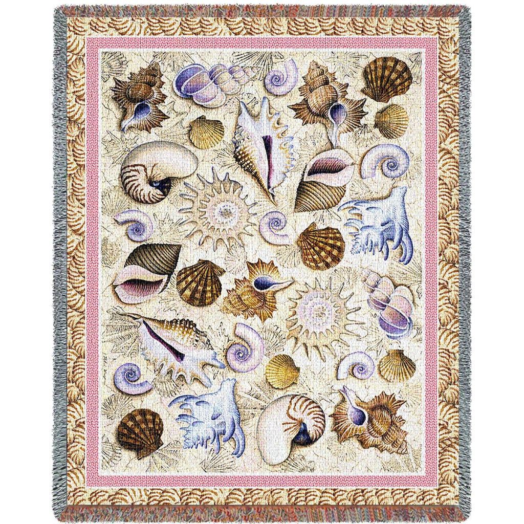 Seashells Woven Throw Blanket by Helen Vladykina©