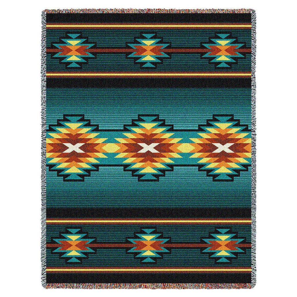 Southwest Geometric Turquoise II Woven Throw Blanket - 

