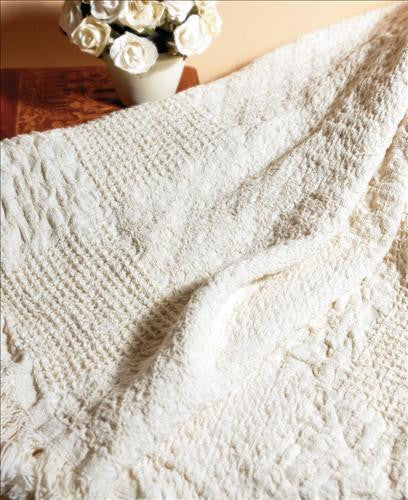 Textured Blocks Natural 2-Layer Cotton Throw Blanket - 
 - 1