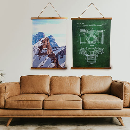 Wood-Topped Printed Non-Woven Wall Tapestry w/Your Art