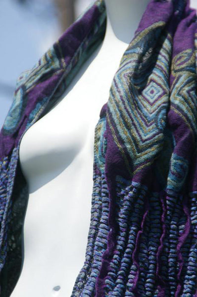 Woven Reversible Ruffled Scarf/Shawl - Violet Sapphire
