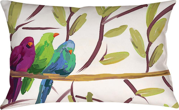 Flocked Together Songbirds Indoor/Outdoor Pillow by Martha Collins© - Birds Motif - 
