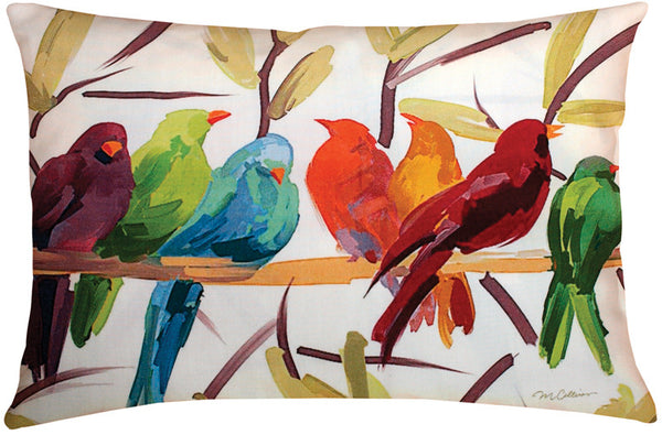 Flocked Together Indoor/Outdoor Pillow by Martha Collins© - Birds Motif - 
